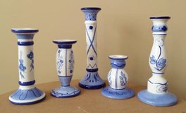 VINTAGE "LILLIAN VERNON" HANDPAINTED CANDLESTICKS (Set of 5) in Aurora, Illinois