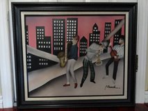 VINTAGE WOOD PAINTED SIGNED FRAMED JAZZ MUSICIAN in Fairfield, California