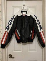 1991 "USA Flag" Leather Jacket by Michael Hoban "WHEREMI" Label in Travis AFB, California